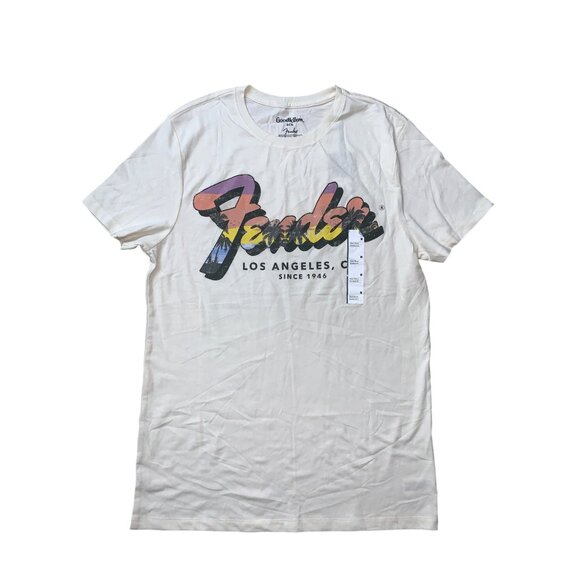 Goodfellow & Co Mens Beige "Fender" Graphic Print T-Shirt Crew Neck Size Medium - Picture 2 of 9